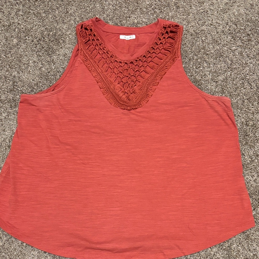 Maurices Terracotta Tank with Crochet Accent